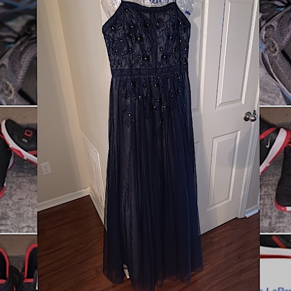 SALE!! Dark navy blue strapless prom gown/dress make offer NEGOTIABLE